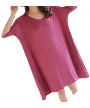 Tops Women V Neck Half Sleeve Mid-Length Pure Color Relaxed Plus-Size Loungewear - 3 - CU190X9MYK4