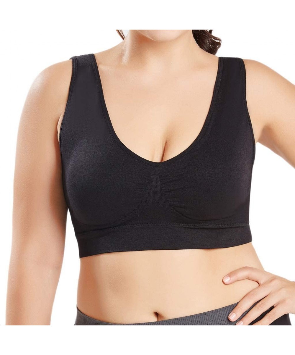 Bras Women Pure Color Plus Size Ultra-Thin Large Bra Sports Bra Full Bra Cup Tops - M-black - CT195I9TA74