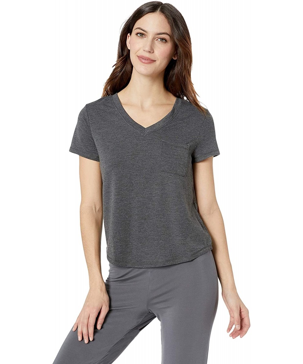 Tops Women's Loungewear Classic V-Neck Tee - Charcoal Grey - C418CGUYKWI