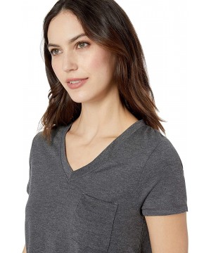 Tops Women's Loungewear Classic V-Neck Tee - Charcoal Grey - C418CGUYKWI