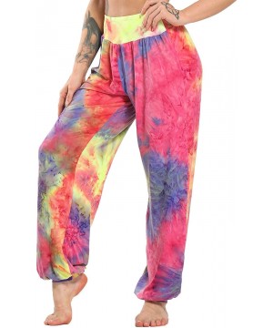 Bottoms Women's Tie Dyed Comfy Casual Pajama Pants Print Palazzo Hippie Harem Lounge Trousers - A-dyed Firework - CP19CK4GR0O