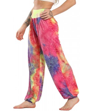 Bottoms Women's Tie Dyed Comfy Casual Pajama Pants Print Palazzo Hippie Harem Lounge Trousers - A-dyed Firework - CP19CK4GR0O