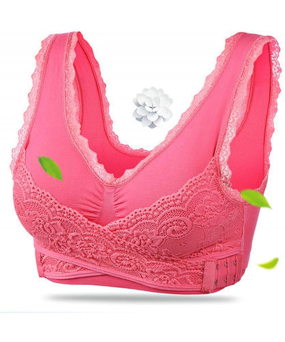 Bras Sexy Solid Breathable Seamless Fitness Wire Free Bralette Full Cap Push Up Gather Bralette BH with Padded - Watermelon R...