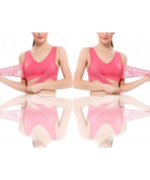 Bras Sexy Solid Breathable Seamless Fitness Wire Free Bralette Full Cap Push Up Gather Bralette BH with Padded - Watermelon R...