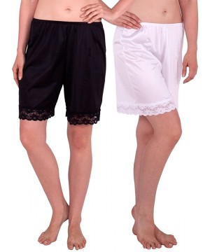 Slips Women's Classic Pettipants Bloomers w/Lace 18 Inch(52021) 2PK - Black-white - CA184YSZAKK