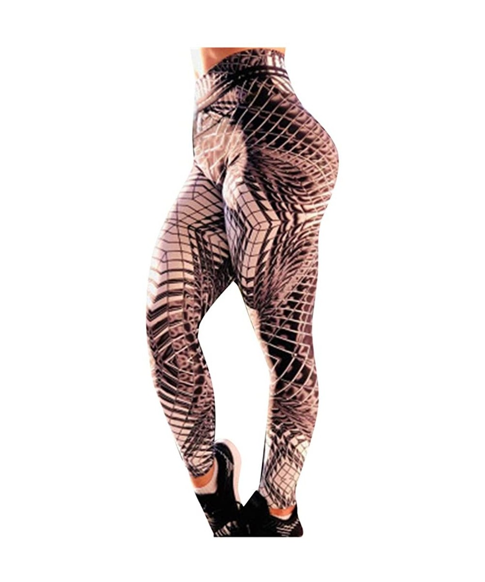 Slips Ladies Striped Printed High-Waist Hip Stretch Underpants Running Fitness Yoga Pants Soft and Comfortable Yoga Pant - Wh...