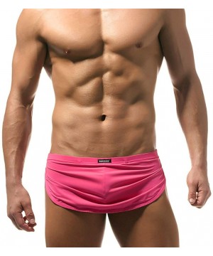 Boxer Briefs Men's Boxer Underwear Split Side Sexy Breathable Bulge Pouch Underpants - Pink - C719783ORA2