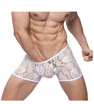 Boxer Briefs Men's Floral Lace See Through Sissy Pouch Panties Underwear Breathable Boxer Briefs Shorts Trunks Swim Underpant...