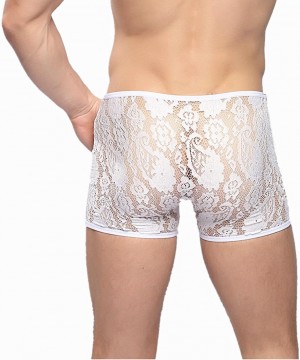 Boxer Briefs Men's Floral Lace See Through Sissy Pouch Panties Underwear Breathable Boxer Briefs Shorts Trunks Swim Underpant...