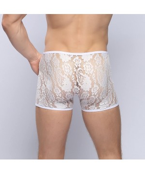 Boxer Briefs Men's Floral Lace See Through Sissy Pouch Panties Underwear Breathable Boxer Briefs Shorts Trunks Swim Underpant...