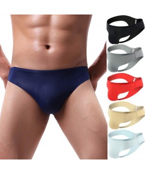 Shapewear Mens Bulge Enhancing Bikini Underwear Low Rise Pack - Blue - C418Y4INKRC