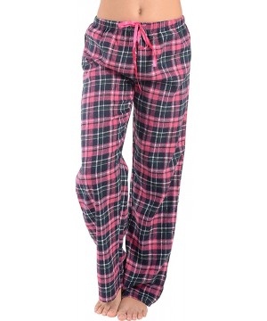 Bottoms Womens Flannel Pajama Pants-Plaid Lounge Pants- Cotton Blend Pajama Bottoms - Black Pink - C918QOO8E8H