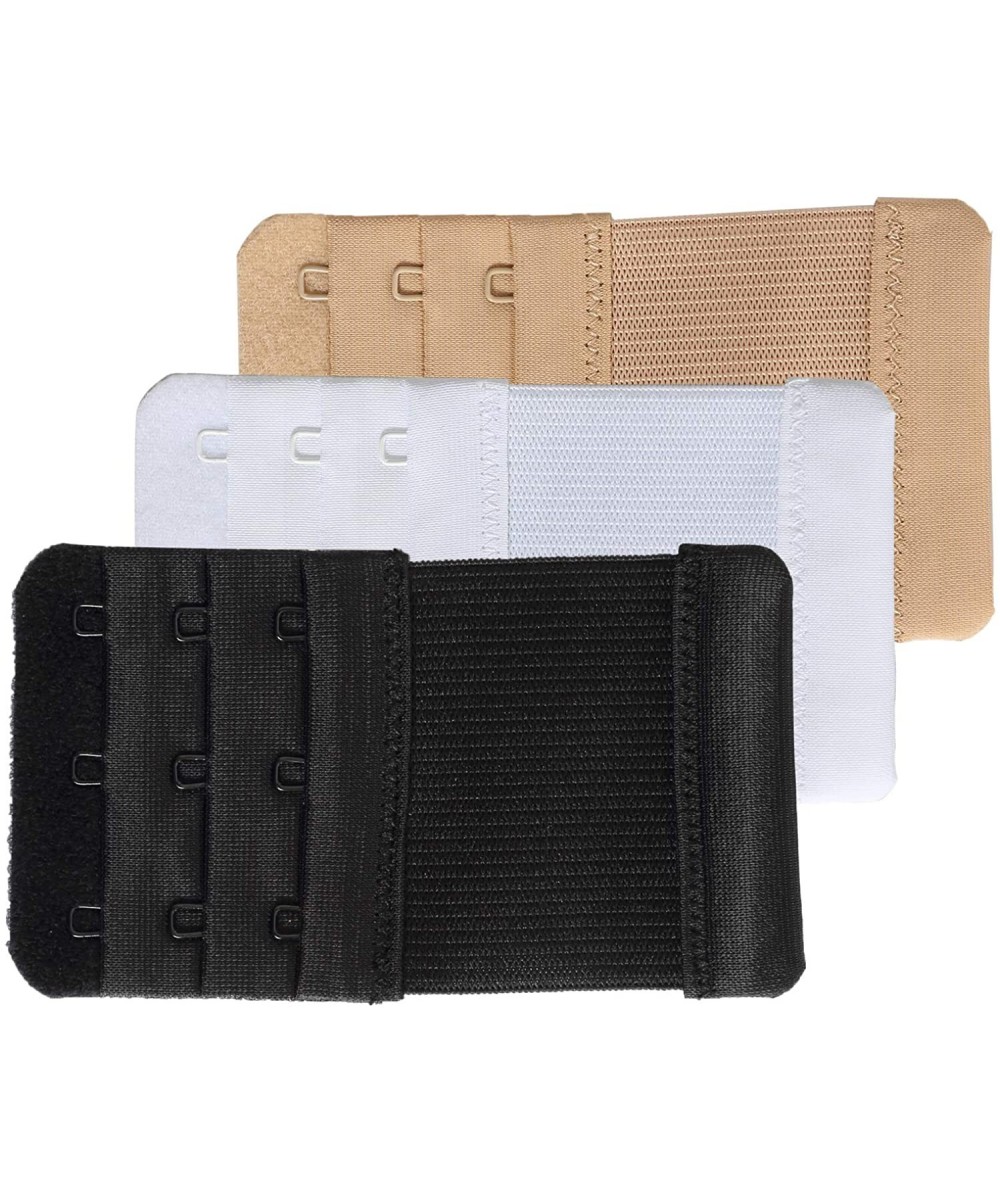 Bras Bra Extender Soft Elastic Women Bra Extension Strap Adjustable Pack of 3 - 3 Hooks- Beige-black- White - C218IOUIA75