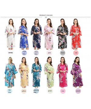 Robes Floral Pattern Kimono Long Bathrobe for Women - Pink - C518TTYN5O8