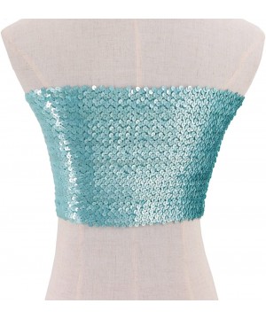 Camisoles & Tanks Women Shiny Sequin Crop Top Strapless Tube Top Bandeau for Rave Club Party - Sky Blue - CQ18EMUQXGZ