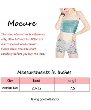 Camisoles & Tanks Women Shiny Sequin Crop Top Strapless Tube Top Bandeau for Rave Club Party - Sky Blue - CQ18EMUQXGZ