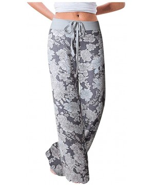 Bottoms Womens Casual Pants Pajama Pants Hippie Pants Floral Print Drawstring Pants Summer Jogging Pants Wide Leg Pants A nav...