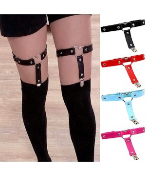 Garters & Garter Belts Garters Belt Adjustable Heart Leg Garter with Buckle Anti-Slip Clips Elastic Sexy Punk Harness 1 Pair ...