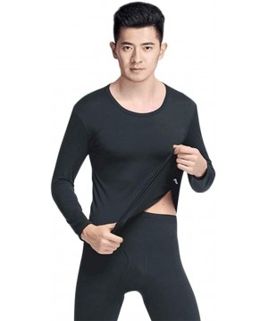 Sleep Sets 2pcs Thin Pajamas Clothes Set Pure Men Long Sleeve Jumper Pants (Black M) - Black - CZ1966RZ6XN