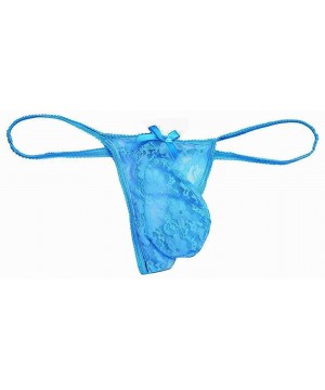 G-Strings & Thongs Men's Thong- Sexy Sheer Mesh See Through Floral Lace G-String Low Rise Underwear T-Back Bikini Briefs Thon...