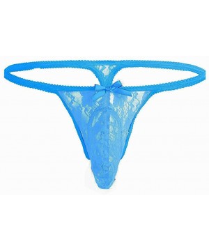 G-Strings & Thongs Men's Thong- Sexy Sheer Mesh See Through Floral Lace G-String Low Rise Underwear T-Back Bikini Briefs Thon...