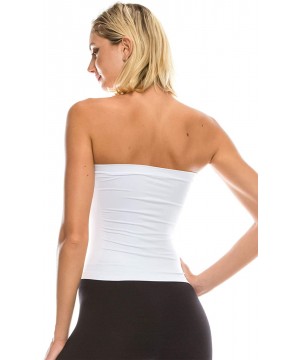 Shapewear Medium Length Ribbing Side Seamless Tube Top -Made in USA - White - CF18GEKU95H