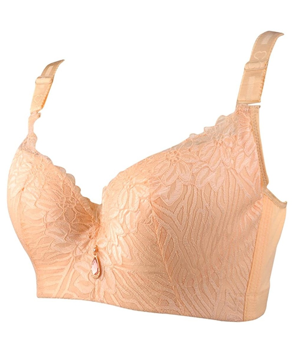 Bras Womens Super Boost Underwire Bra Push Up Padded Brassiere - Beige - CC12J8ZJ3WF