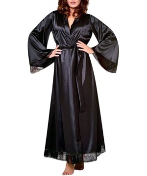 Robes Sleepwear Sexy Bathrobe Women Robe Women Sexy Long Silk Kimono Dressing Gown Bath Robe Babydoll Lingerie Nightdress X1 ...