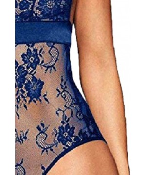 Baby Dolls & Chemises Fashion Women Sexy Lingerie Backless Lace Babydoll V-Collar Underwear Pajamas - Blue - C8199UU5Z7D