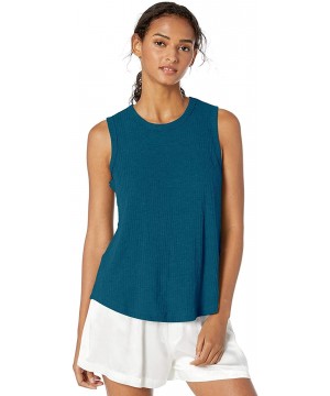 Tops Women's Loungewear Thermal Basics Tank Top - Teal - C518NWSO4LR