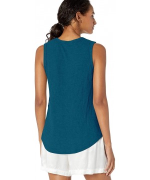 Tops Women's Loungewear Thermal Basics Tank Top - Teal - C518NWSO4LR