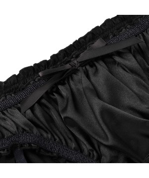 Briefs Men's Sissy Satin Ruffled Garter Belt Panties Girly Pouch Thong Bikini Briefs Crossdress Underwear - Black - C718QWHONG0