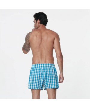 Boxer Briefs Men's Underwear 5 Pack Cotton Classics Woven Boxers XS-XL - Blue - CT186M89RXC