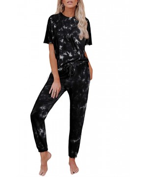 Sets Womens Tie Dye Printed Long Sleeve Tops and Pants Long Pajamas Set Joggers Sleepwear Nightwear Loungewear PJ Sets - B Bl...