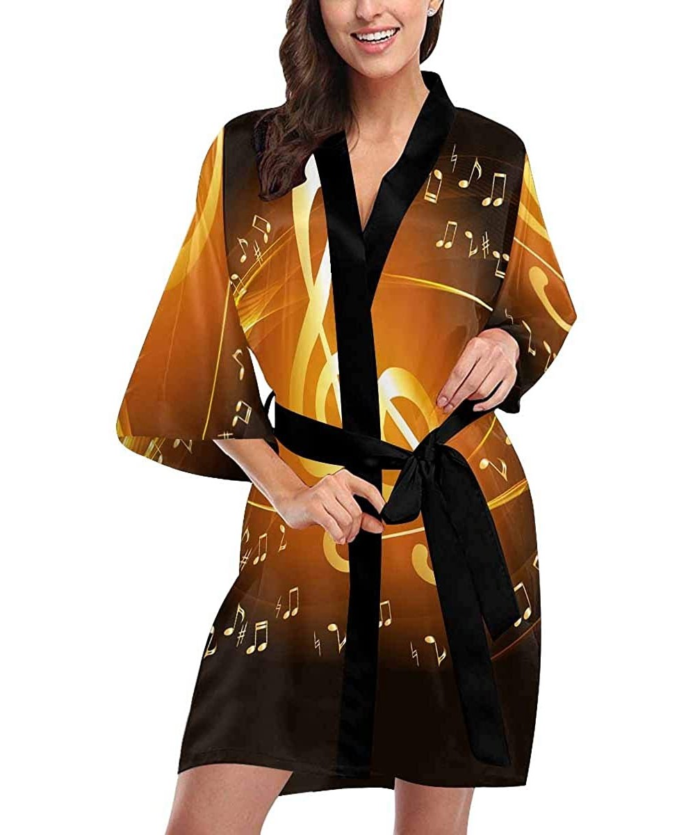 Robes Custom Musical Christmas Tree Star Women Kimono Robes Beach Cover Up for Parties Wedding (XS-2XL) - Multi 5 - C9194S4WGWD