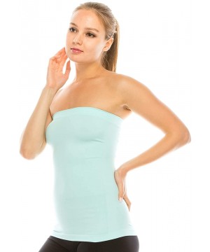 Camisoles & Tanks Women's Seamless Stretch Long Bandeau Tube Top (XS/S- M/L- L/XL- XL/XXL) -Made in USA - Baby Blue - CJ19G82...