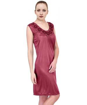 Nightgowns & Sleepshirts Plus Size Nightgowns for Women Satin Silk - Red - C612L9C328L