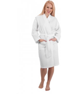 Robes Waffle Weave Bathrobe - Premium Spa and Hotel Robe 100% Turkish Cotton - C912N38QSE9