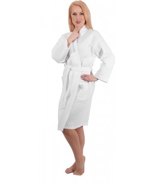 Robes Waffle Weave Bathrobe - Premium Spa and Hotel Robe 100% Turkish Cotton - C912N38QSE9