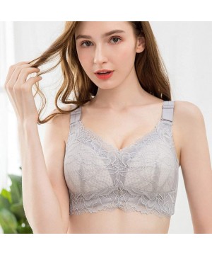 Bras Women's Sexy Lace Crop Tops Vest Seamlesss Wire Free Sports Bras Full Coverage Lace Everyday Bras Underwear - Gray - C21...