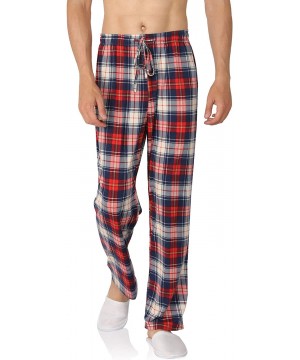 Sleep Bottoms Men's Pajama Pant Cotton Comfy Soft Lounge Knit Sleep Pants Black-Navy-Gray-Red-Blue M-XXXL - Red - C218UXKW0W6