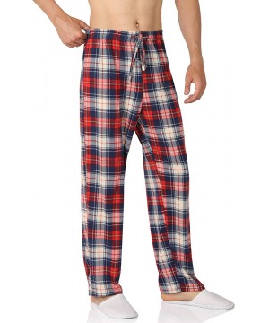 Sleep Bottoms Men's Pajama Pant Cotton Comfy Soft Lounge Knit Sleep Pants Black-Navy-Gray-Red-Blue M-XXXL - Red - C218UXKW0W6