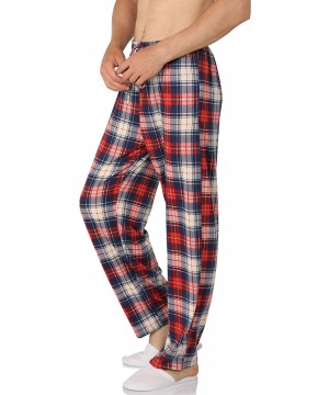 Sleep Bottoms Men's Pajama Pant Cotton Comfy Soft Lounge Knit Sleep Pants Black-Navy-Gray-Red-Blue M-XXXL - Red - C218UXKW0W6