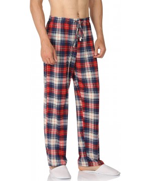 Sleep Bottoms Men's Pajama Pant Cotton Comfy Soft Lounge Knit Sleep Pants Black-Navy-Gray-Red-Blue M-XXXL - Red - C218UXKW0W6