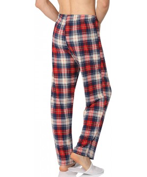 Sleep Bottoms Men's Pajama Pant Cotton Comfy Soft Lounge Knit Sleep Pants Black-Navy-Gray-Red-Blue M-XXXL - Red - C218UXKW0W6