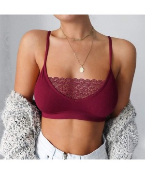 Bras Women's Solid Ultra-Thin Bra Padded Bandeau Bra for Girls Sleeping Seamless Breathable Push Up Plus Size Bra Tops - Wine...