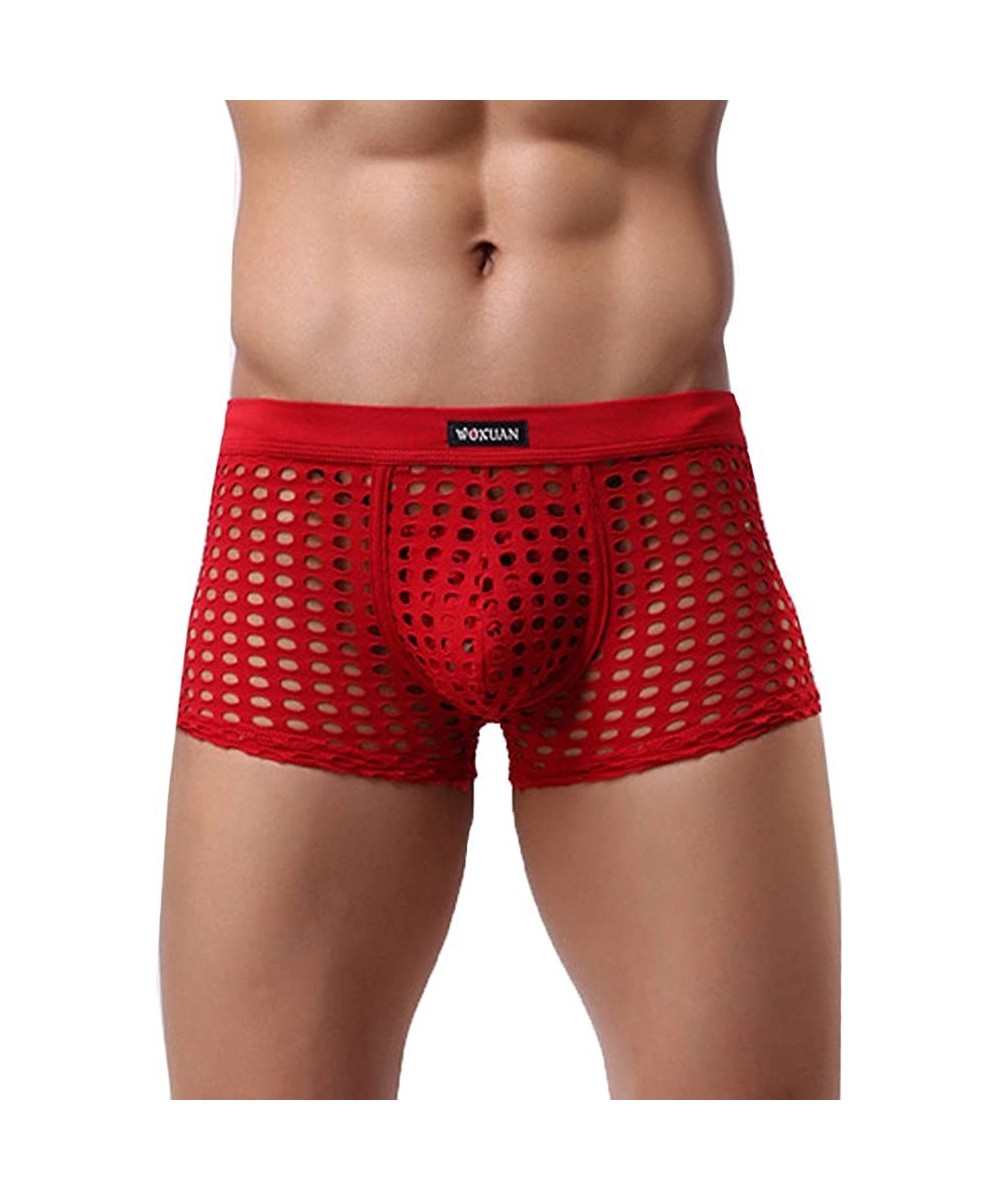 Briefs Sexy Underwear for men-Netted underwearBriefs Underwear Bulge Sport Underpants Ventilation Trunks - Red - CT18NRORRAX