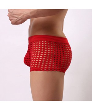 Briefs Sexy Underwear for men-Netted underwearBriefs Underwear Bulge Sport Underpants Ventilation Trunks - Red - CT18NRORRAX