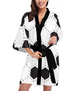 Robes Custom Black Football Pattern Women Kimono Robes Beach Cover Up for Parties Wedding (XS-2XL) - Multi 1 - CB194TDWDEA