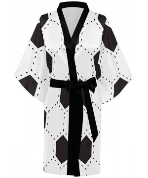 Robes Custom Black Football Pattern Women Kimono Robes Beach Cover Up for Parties Wedding (XS-2XL) - Multi 1 - CB194TDWDEA